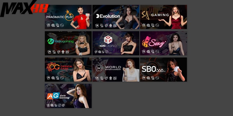 Live casino Max88 - Bùng nổ trải nghiệm cá cược thú vị 2 Nhà cái mang tới nhiều sảnh đánh bạc chất lượng